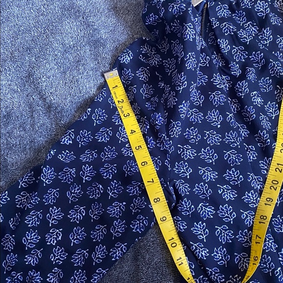 Michael Kors Blue Floral Top with Gold Zipper - Picture 7 of 10